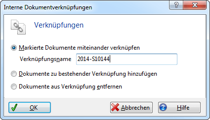 Dialogfenster "Interne Dokumentverknüpfungen"